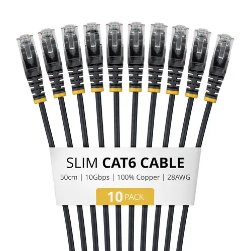 N6PAT50CMBKS10PK cable de red Negro 0,5 m Cat6 U/UTP (UTP) - Imagen 1