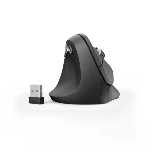 Ratón inalámbrico vertical ergonómico para zurdos "EMW-500L", 6 botones, negro - Imagen 3