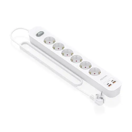 Regleta de Enchufes Multifuncion con 6 Tomas + Cargador PD3.0 20W 2xUSB-C, 2xUSB-A, 1.4m, Blanco - Imagen 2