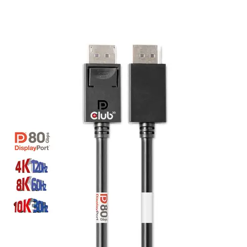 DisplayPort 2.1 Bi-Directional VESA DP80 Certified Cable 4K240Hz, 8K60Hz or 10K30Hz M/M 1.2m/3.94ft - Imagen 6