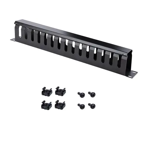 Panel Canaleta 1U de Gestión de Cables para Rack de Conductos Horizontales con Tapa - Conducto de Cables para Rack de Servidores - Organizador/Gestor de Cables para Rack - Imagen 7