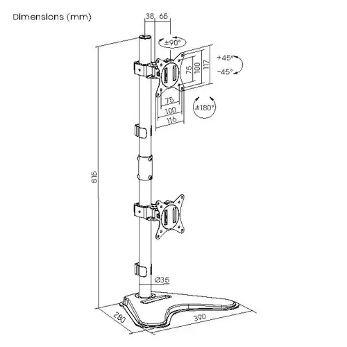 Soporte de sobremesa para dos monitores verticales de 17"-32 - Imagen 9