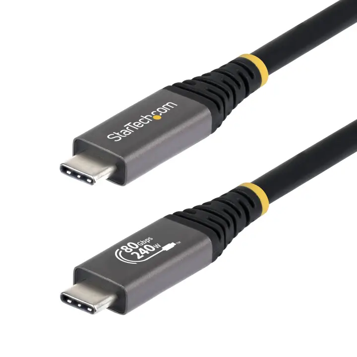 Cable USB4 1,5m - Cable USB-C Certificado USB-IF - 80Gbps - Cable USB Tipo C - PD de 240W - 8K120/4K240 - DP 2.1 - DP80 - Recubrimiento de TPE - Compatible con Thunderbolt - Negro