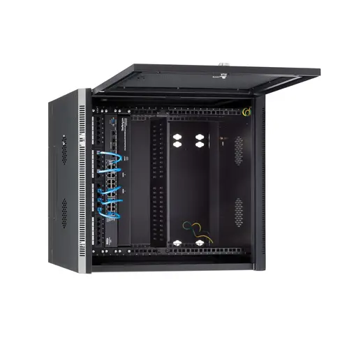 Armario Rack de Pared para Servidores 12U 19" 4 Columnas y Estante 1U - Rack de Servidores de Montaje en Pared con Bisagra - Rack Ventilado para Equipo de Red - Imagen 6