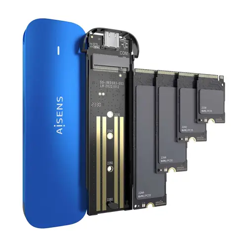 ASM2-026BLU caja para disco duro externo Caja externa para unidad de estado sólido (SSD) Azul M.2 - Imagen 3