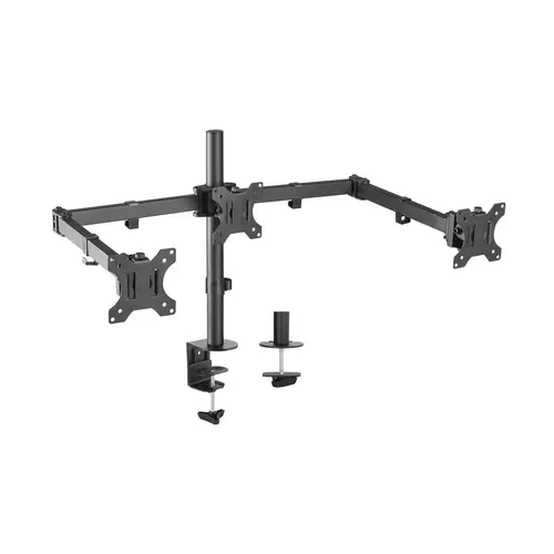 Soporte De Mesa Eco Giratorio E Inclinable Para 3 Monitores 7kg (3 Pivotes, 2 Brazos) De 13-27, Negro - Imagen 1