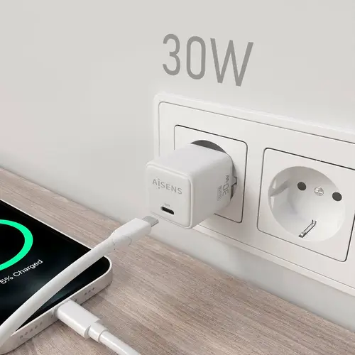 Cargador Gan 30W, 1xUSB-C PD3.0 QD4.0, Blanco - Imagen 5