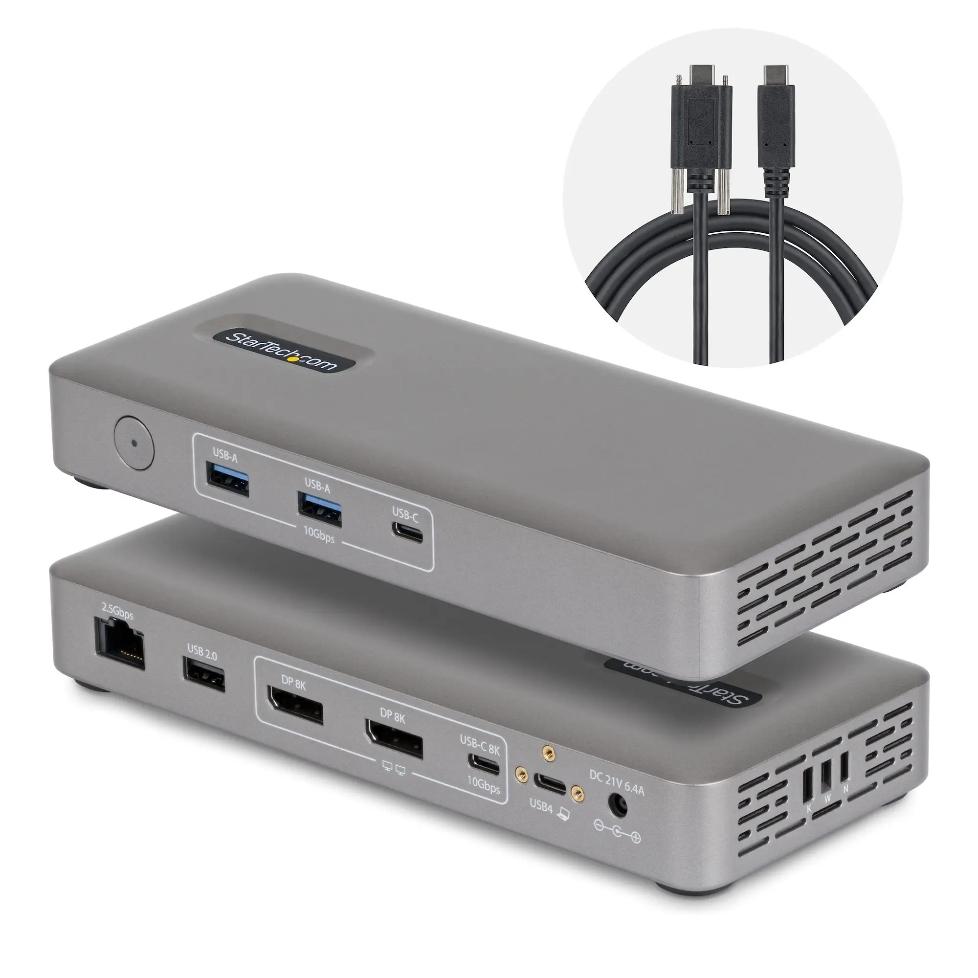 Docking Station USB4 USB-C Universal sin Controladores de 2 Monitores para macOS/Windows - con Carga de 100W para Portátiles y Red Ethernet de 2,5GbE
