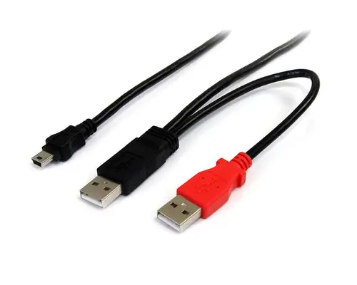 Cable de 1,8m USB 2.0 en Y para Discos Duros Externos - Cable Mini B a 2x USB A - Imagen 1