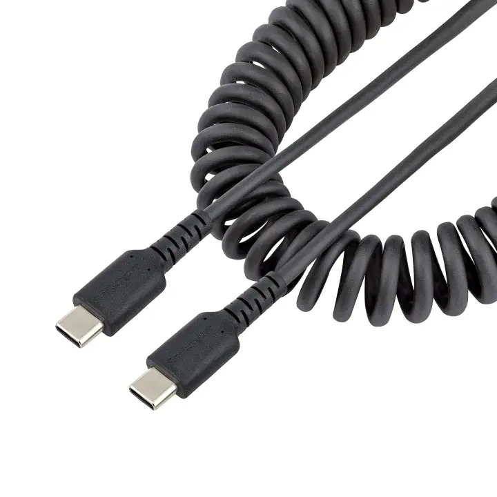 Cable de 1m de Carga USB C a USB C, Cable USB Tipo C Rizado de Carga Rápida y Servicio Pesado, Cable USB 2.0 USBC, de Fibra de Aramida Resistente, Negro