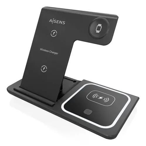 Cargador Inalambrico USB-C 3 En 1 De 15W Para Movil, Apple Watch, Ariculares Con Estuche De Carga, Negro - Imagen 2
