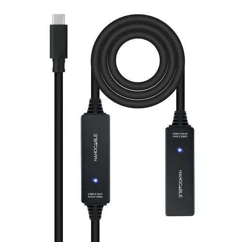 10.01.1312 cable USB USB 3.2 Gen 1 (3.1 Gen 1) 10 m USB C Negro - Imagen 1