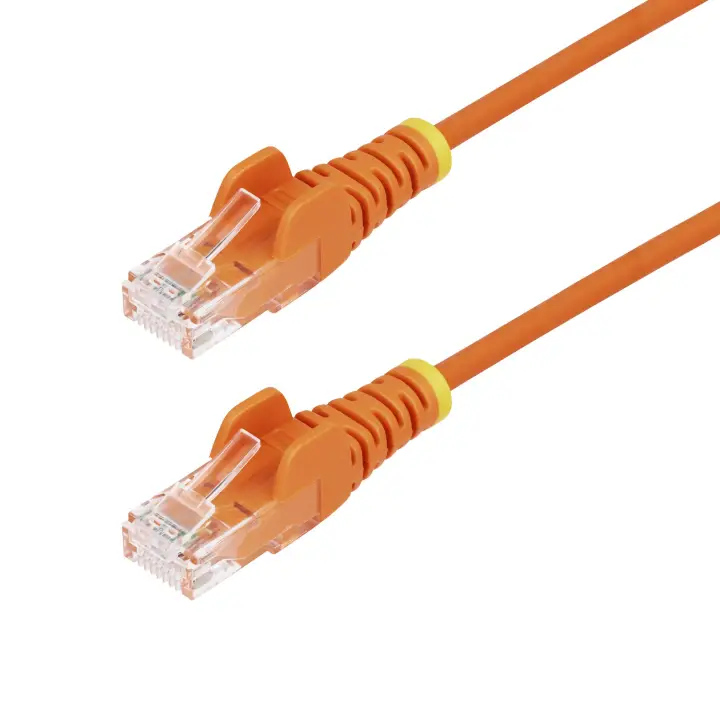 Cable de Red Ethernet CAT6 Delgado sin Enganches Naranja de 10m - Cable RJ45 Snagless Slim de 28AWG - Alambre de Cobre Puro - PoE 100W - con Alivios de Tensión - LSZH - Probado con Fluke