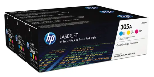 Pack de ahorro de 3 cartuchos de tóner original LaserJet 305A cian/magenta/amarillo - Imagen 1