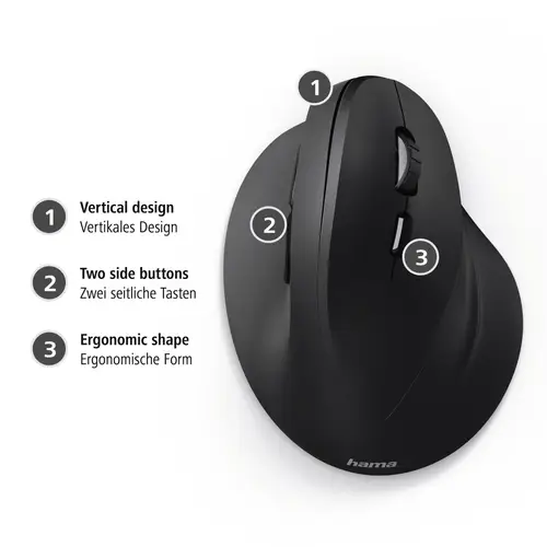 Ratón EMC-500 con cable, ratón ergonómico, hasta 1800 ppp, 6 botones, color Negro - Imagen 5