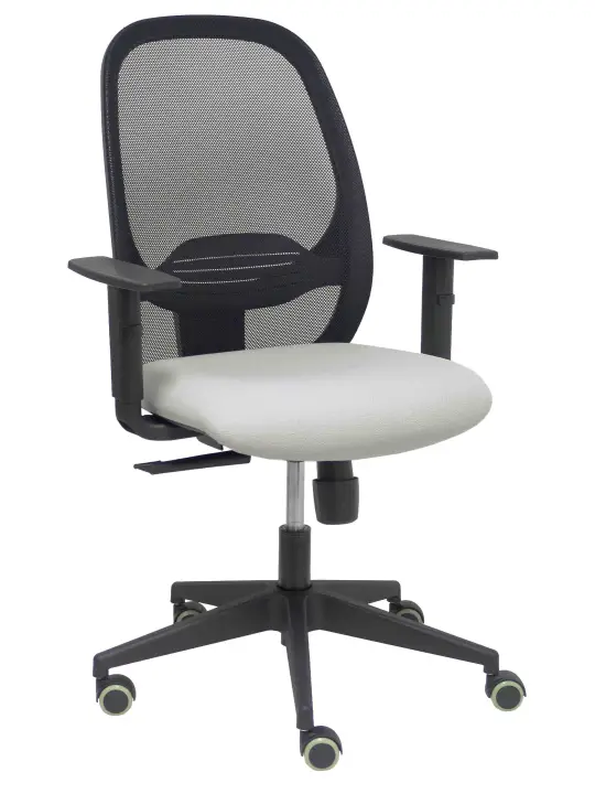 Silla Cilanco negra malla negra asiento bali gris brazo regulable.