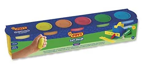 JOVI PLASTILINA SOFT DOUGH BLANDIVER 5 BOTES DE 110GR COLORES NEÓN EN ESTUCHE