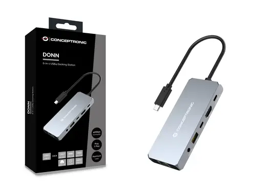 DONN22G base para portátil y replicador de puertos Alámbrico USB 3.2 Gen 2 (3.1 Gen 2) Type-C Gris - Imagen 2