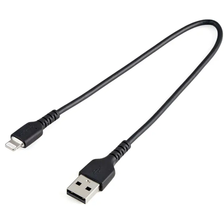 Cable Resistente USB-A a Lightning de 30 cm Negro - Cable de Sincronización y Carga USB Tipo A a Lightning con Fibra de Aramida Resistente - Certificado MFi de Apple - para iPad/iPhone 12 - Imagen 8