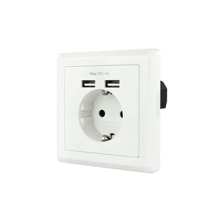Base de enchufe de pared tipo schuko con 2 tomas USB Max. 2.4A, b..