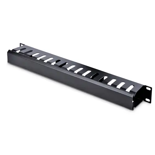 Panel Canaleta 1U de Gestión de Cables para Rack de Conductos Horizontales con Tapa - Conducto de Cables para Rack de Servidores - Organizador/Gestor de Cables para Rack - Imagen 1