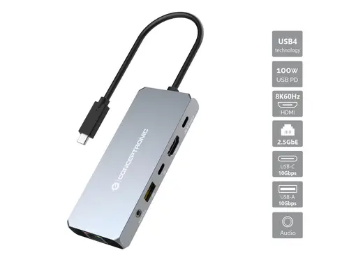 DONN22G base para portátil y replicador de puertos Alámbrico USB 3.2 Gen 2 (3.1 Gen 2) Type-C Gris - Imagen 8