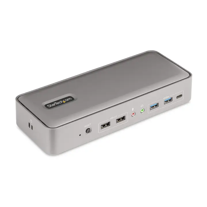 Docking Station KVM USB-C para Portátil - Replicador de Puertos USB Tipo C para 2 Monitores DisplayPort 4K 60Hz - Hub 5x USB - PD 90/45W para 2 Portátiles - Win Mac