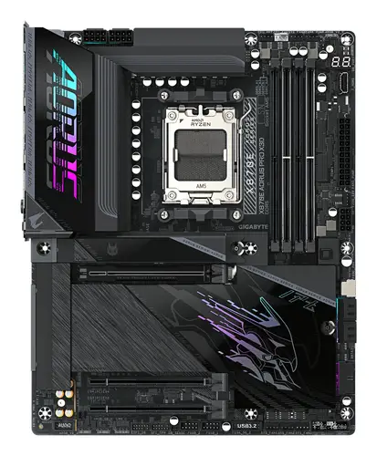 X870E AORUS PRO X3D Placa Base - Compatible con procesadores AMD Ryzen 9000, VRM digital de 18+2+2 fases, hasta 9000MHz DDR5 (O.C.), 2xPCIe 5.0 + 2xPCIe 4.0, Wi-Fi 7, LAN 5GbE, USB 4 - Imagen 2