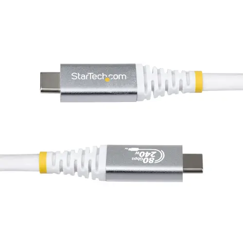 Cable USB4 50cm - Cable USB-C Certificado USB-IF - 80Gbps - Cable USB Tipo C - PD de 240W - 8K120/4K240 - DP 2.1 - DP80 - Recubrimiento de TPE - Compatible con Thunderbolt - Blanco - Imagen 3