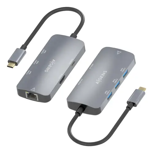 USB-C Dock 6 En 1, USB-C a 1xHDMI, 1xRJ45, 3xUSB-A, 1xUSB-C PD, Gris, 15cm - Imagen 3