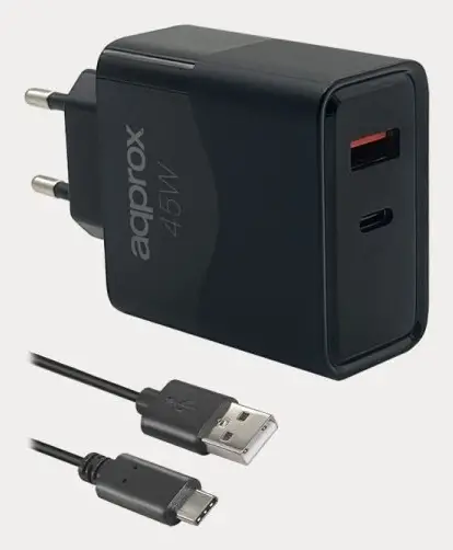 APPUSBWALL45W cargador de dispositivo móvil Universal Negro Corriente alterna Carga rápida Interior