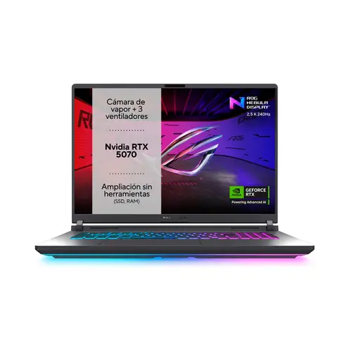 ROG Strix G18 G815LP-S9034 - Ordenador Portátil Gaming de 18" WQXGA 240Hz (Intel Core Ultra 9 275HX, 32GB RAM, 1TB SSD, RTX 5070 8GB, Sin Sistema Operativo) Gris Eclipse - Teclado QWERTY español - Imagen 2