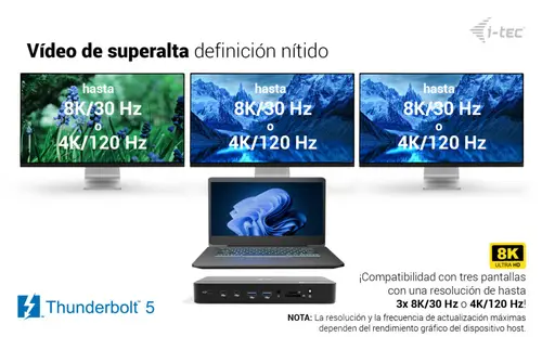 Thunderbolt 5 Triple Display Docking Station, M.2 slot, 6x USB, 2.5GLAN + Power Delivery 140W - Imagen 7