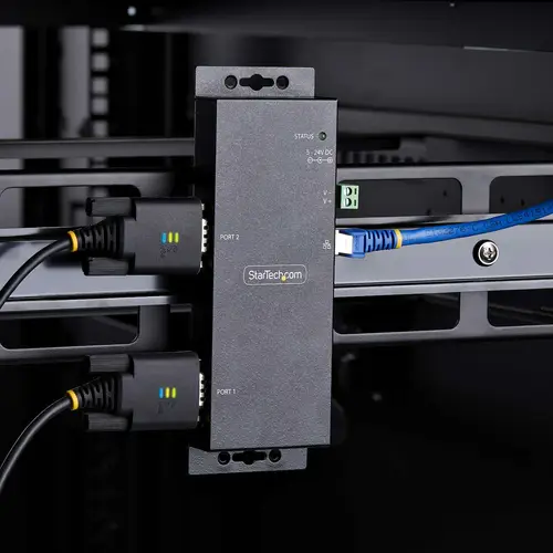 Adaptador Serie a Ethernet - Conversor RJ45 LAN IP a DB9 RS232 - Servidor de Dispositivos Serie de 2 Puertos - Carcasa de Metal - Dispositivos Serie Remotos - Pared o Carril DIN - TAA - Imagen 7