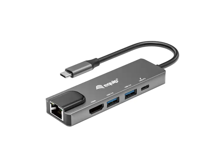 Adaptador multifunción USB-C 5 en 1, HDMI , Gigabit LAN, USB 3.2 GEN1, 100W USB PD