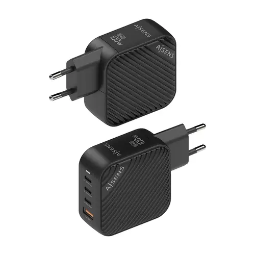 Cargador GaN 100W, 3xUSB-C PD3.0 QC4.0, 1xUSB-A QC3.0, Negro - Imagen 3