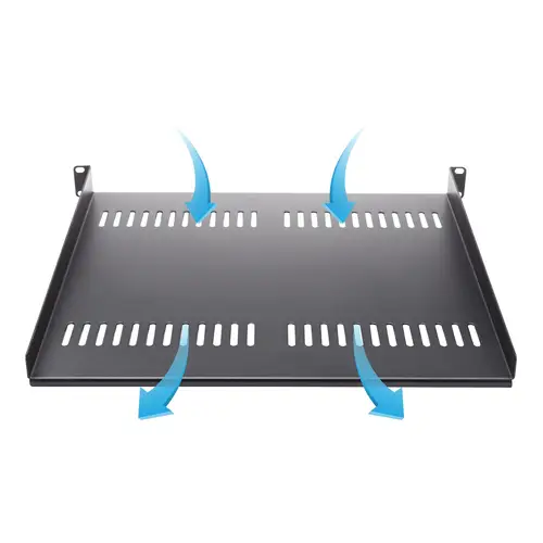 Bandeja Estante Ventilado de 1U para Armario Rack de Servidores de 19 Pulgadas - de 16 Pulgadas de Profundidad - de Acero de Servicio Pesado - con 20kg de Capacidad - Negro - Imagen 3
