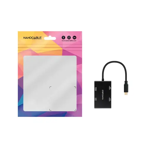 Conversor USB-C/M a HDMI/H + DVI/H + DP/H + VGA/H, Negro, 10 cm - Imagen 3