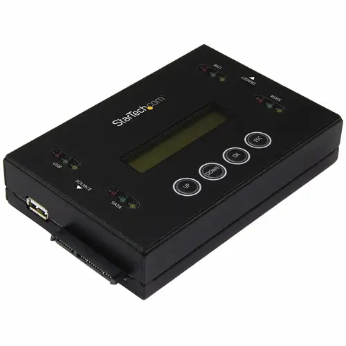 Clonador y Borrador Independiente 1:1 para Memorias USB y Unidades de Disco Duro y SSD SATA - con Pantalla LCD - TAA - Independiente del Sistema Operativo - Imagen 1