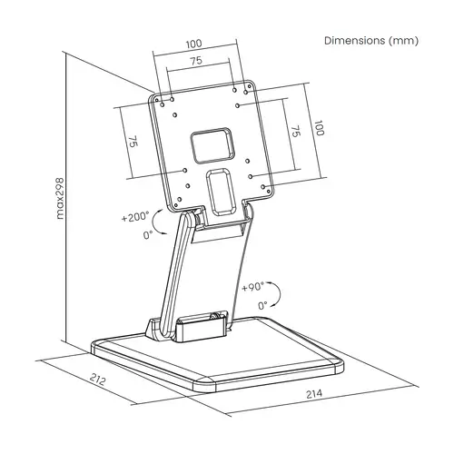 Soporte de Mesa Eco Inclinable para Monitor/POS 6.5kg de 10"-27", Blanco - Imagen 7