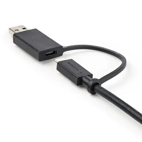 Cable USB-C de 1m con Llave Adaptador (Dongle) a USB-A - Cable Híbrido USB Tipo C a USBC (10Gbps y PD de 100W) o USBA (5Gbps) - Ideal Para Docking Stations Híbridas - Imagen 6