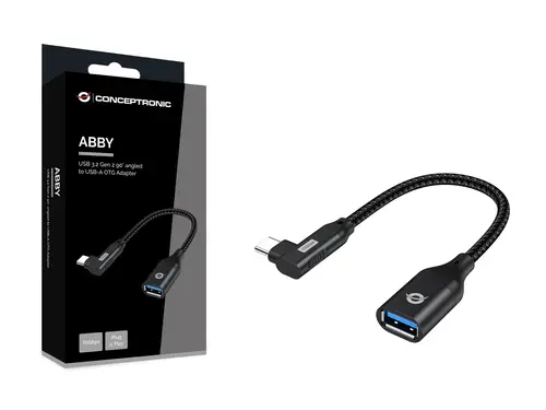 ABBY19B cambiador de género para cable USB-C USB-A Negro - Imagen 2