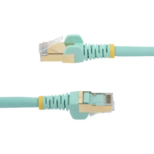 Cable de 1m de Red Ethernet RJ45 Cat6a Blindado STP - Cable sin Enganche Snagless - Aguamarina - Imagen 3