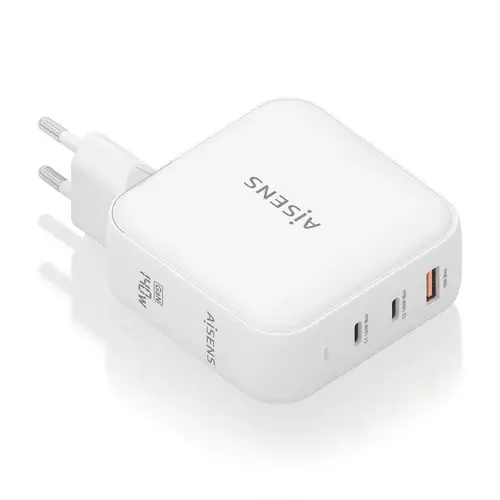 Cargador GaN 140W, 2xUSB-C PD3.1 QC4.0, 1xUSB-A QC3.0, Blanco - Imagen 1