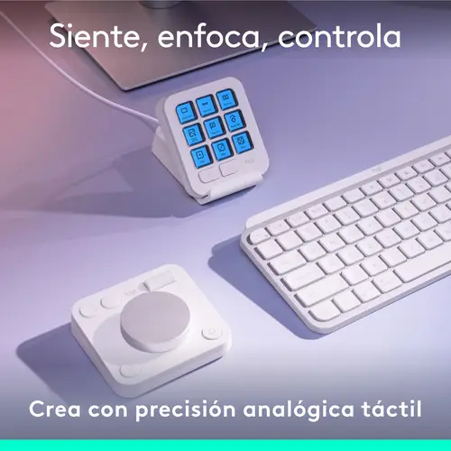 MX Creative Console, keypad programable con 9 teclas LCD personalizables y dial de control para diseño gráfico, edición de vídeo, fotografía, uso con Adobe, Zoom, Spotify, etc. Color Gris - Imagen 6