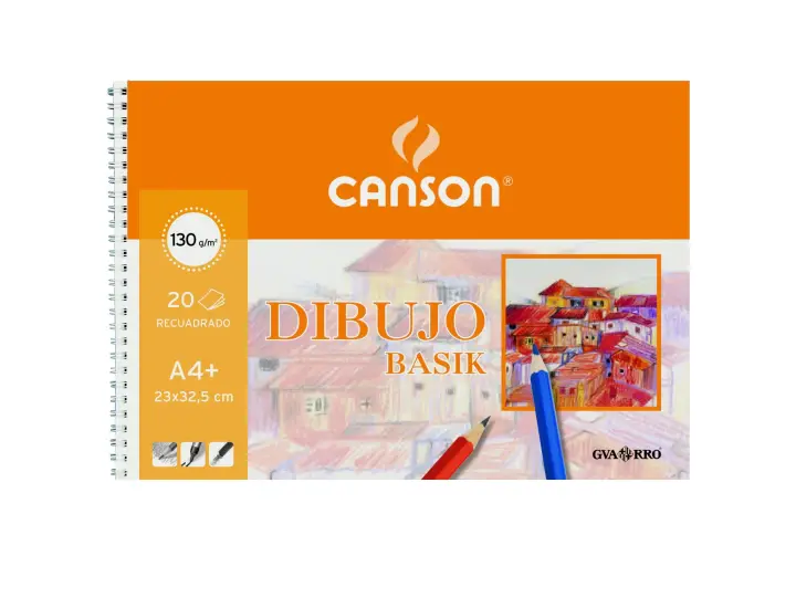 CANSON BLOC DIBUJO BASIK ESPIRAL MICROPERFORADO 20 HOJAS LISO 130..