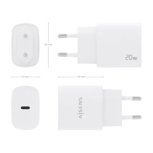 Cargador USB-C PD3.0 1 Puerto 1xUSB-C 20W, Blanco - Imagen 4