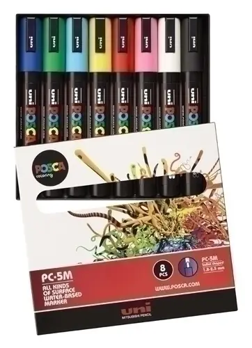 ROTUL.UNI-POSCA PC-5M BOLSA 8