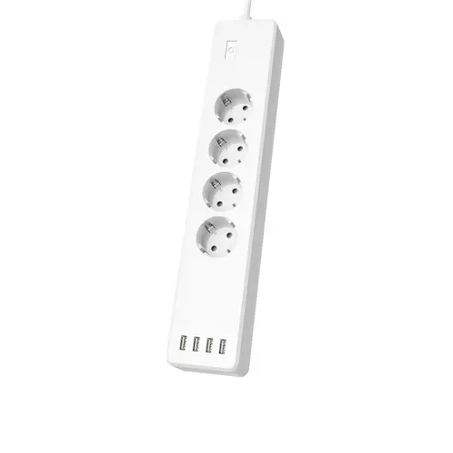 Regleta Inteligente WiFi con 4 enchufes y 4 USB (Enchufe múltiple sin hub/Gateway, con USB, 4 enchufes, con protección contra sobrecarga, Control por aplicación y Voz, 10 A), Color Blanco - Imagen 1