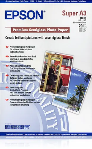 Premium Semigloss Photo Paper, DIN A3+, 250 g/m², 20 hojas - Imagen 1